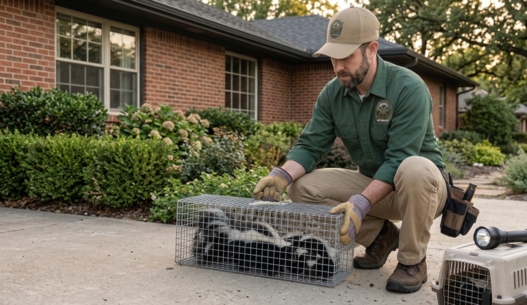Tulsa Wildlife Removal technitian skunk