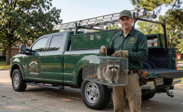 Tulsa Wildlife Removal truck and technitian 2